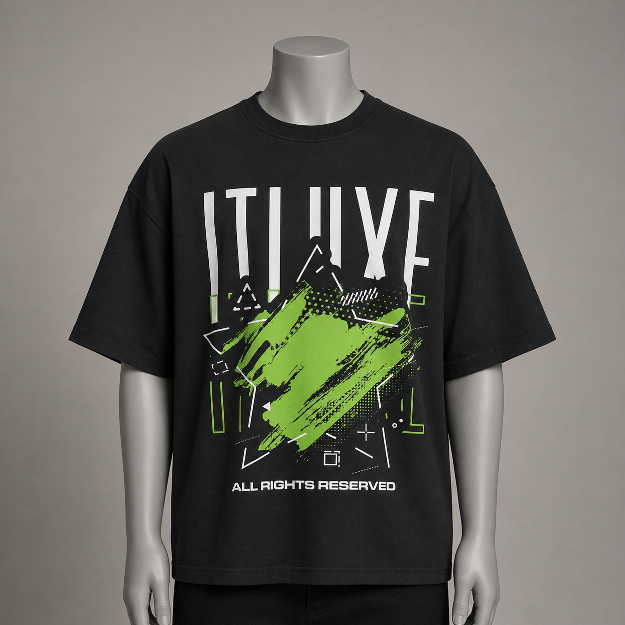Green Graphic Tee — Black