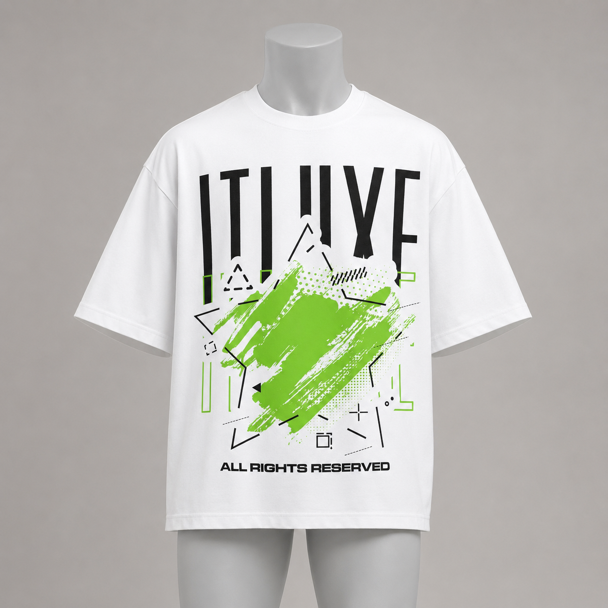Green Graphic Tee — White